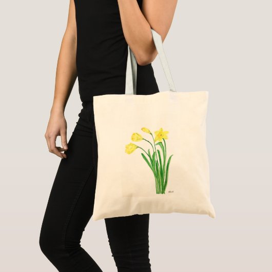 Gele bloem waterverf bloemen tote bag (Voorkant (product))