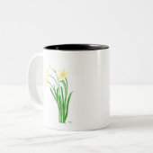 Gele bloem waterverf bloemen tweekleurige koffiemok (Voorkant links)