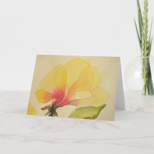 Gele Bloem, Waterverf, Notecard Kaart (Voorkant)