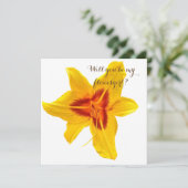 Gele bloem, wil je mijn bloemenmeisje zijn kaart (Staand voorkant)