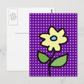 Gele bloem. Witte stippen Briefkaart (Voorkant / Achterkant)