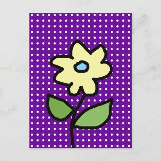 Gele bloem. Witte stippen Briefkaart (Voorkant)