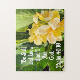 Gele bloem worden nog steeds en kennen Psalm 46:10 Legpuzzel