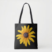 Gele Bloem Zwart Foto Tote Bag (Voorkant)