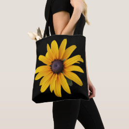 Gele Bloem Zwart Foto Tote Bag