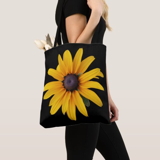 Gele Bloem Zwart Foto Tote Bag (Dichtbij)