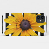 Gele Bloem Zwart Wit Strepen Naam Case-Mate iPhone Case (Achterkant (horizontaal))