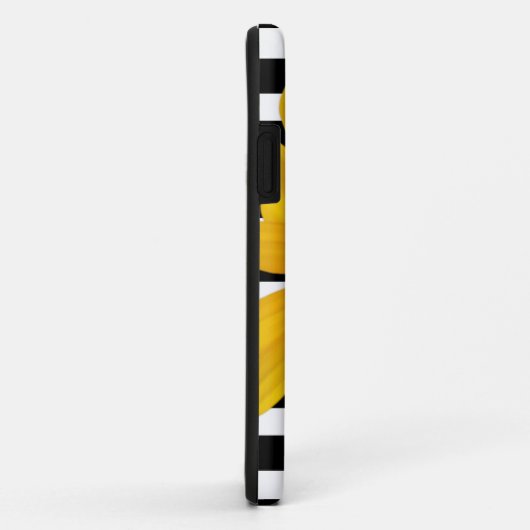 Gele Bloem Zwart Wit Strepen Naam Case-Mate iPhone Case (Achterkant/rechts)