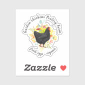 gele bloem zwarte kip boerderij sticker (Vel)