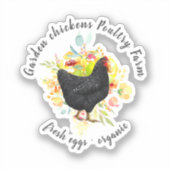 gele bloem zwarte kip boerderij sticker (Voorkant)