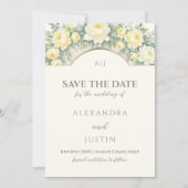 Gele Bloemboog Italiaanse bruiloft Save the Date Kaart (Voorkant)