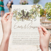 Gele bloembruine  vogels bruiloft uitnodiging