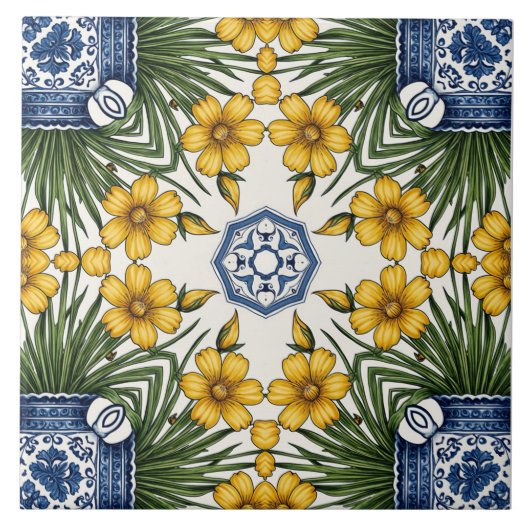 Gele bloemen 1 tegeltje (Voorkant)