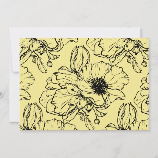 Gele bloemen | 1e verjaardagsfeestje kaart (Achterkant)