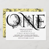 Gele bloemen | 1e verjaardagsfeestje kaart (Voorkant / Achterkant)