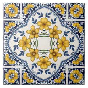 Gele bloemen 2 tegeltje