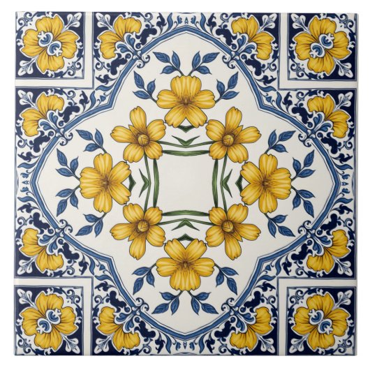 Gele bloemen 2 tegeltje (Voorkant)