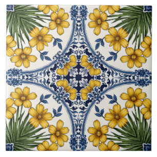 Gele bloemen 3 tegeltje