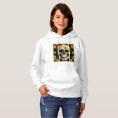 Gele Bloemen 3D Dode Schedel met gele bloemen Hoodie (Voorkant volledig)