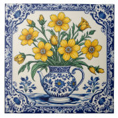 Gele bloemen 4 tegeltje (Voorkant)