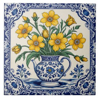 Gele bloemen 4 tegeltje