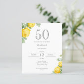 Gele Bloemen | 50e verjaardag Budget Invitation (Staand voorkant)