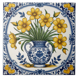 Gele bloemen 5 tegeltje