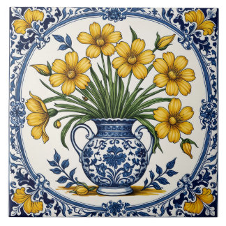 Gele bloemen 5 tegeltje