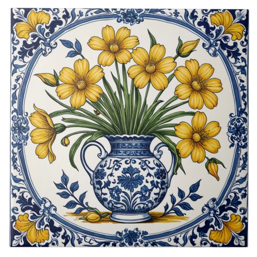 Gele bloemen 5 tegeltje (Voorkant)