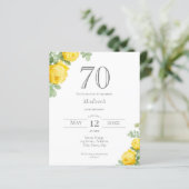 Gele Bloemen | 70e verjaardag Budget Invitation (Staand voorkant)