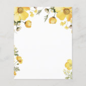 Gele Bloemen 70e Verjaardag Budget Uitnodiging (Achterkant)