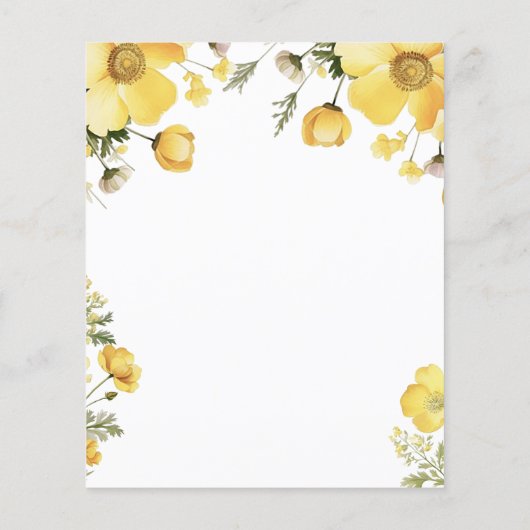 Gele Bloemen 70e Verjaardag Budget Uitnodiging (Achterkant)