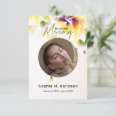 Gele Bloemen Aangepaste Foto Begrafenis Bedankkaart (Staand voorkant)