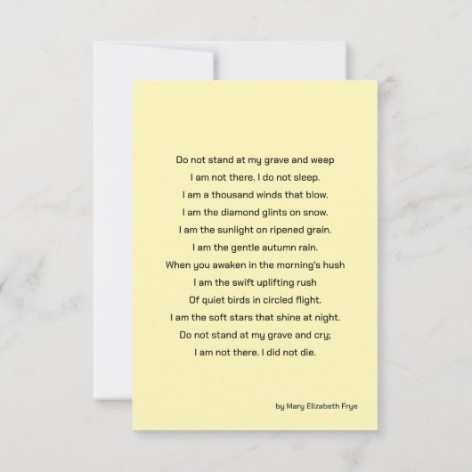 Gele Bloemen Aangepaste Foto Begrafenis Bedankkaart (Achterkant)