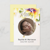 Gele Bloemen Aangepaste Foto Begrafenis Bedankkaart (Voorkant / Achterkant)