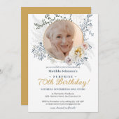 Gele Bloemen Aangepaste Foto Verrassing 70ste Verj Kaart (Voorkant / Achterkant)