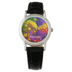 Gele bloemen Abstract Aangepast Horloge