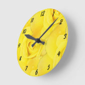 Gele Bloemen Abstract Roos Patroon Modern Ronde Klok (Hoek)