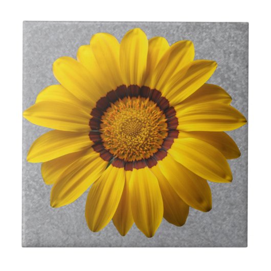 Gele bloemen Abstracte lijngrijze achtergrond Tegeltje (Voorkant)