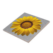 Gele bloemen Abstracte lijngrijze achtergrond Tegeltje (Zijkant)