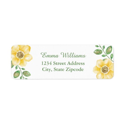 Gele Bloemen Adresetiketten Etiket (Voorkant)