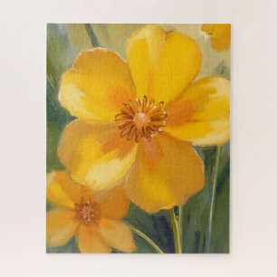 Gele Bloemen Aquarel Lente Bloesems Geschilderd Legpuzzel