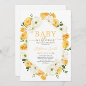 Gele Bloemen Baby in Bloom Baby shower Uitnodiging (Voorkant / Achterkant)
