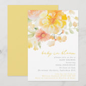 Gele Bloemen Baby in Bloom Zomer Baby shower Kaart (Voorkant / Achterkant)