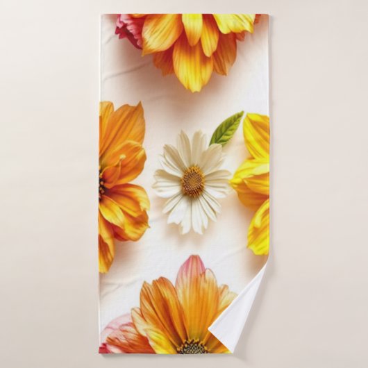 Gele bloemen badhanddoek (Badhanddoek)