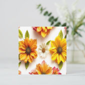 gele bloemen bedankkaart (Staand voorkant)