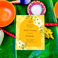 Gele bloemen, begroting Haldi Uitnodiging
