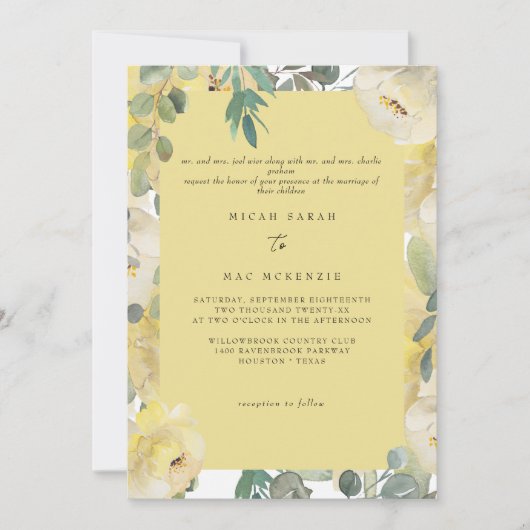 Gele bloemen Beide ouders bruiloft Kaart (Voorkant)