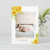 Gele bloemen Beste mama ooit Moederdag foto Feestdagenkaart (Staand voorkant)