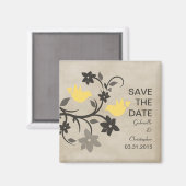 Gele bloemen Bewaar de Datum Magnet (Voorkant / Achterkant)